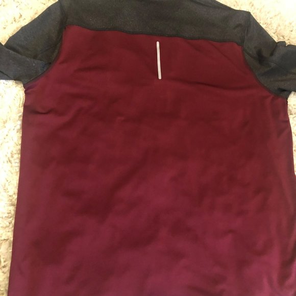 Jockey Sport Mens L 1/4 Zip Pullover LS Maroon Gray Reflective High Neck - Picture 7 of 7